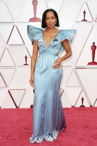 LOS ANGELES, CALIFORNIA – APRIL 25: (EDITORIAL USE ONLY) In this handout photo provided by A.M.P.A.S., Regina King attends the 93rd Annual Academy Awards at Union Station on April 25, 2021 in Los Angeles, California. (Photo by Matt Petit/A.M.P.A.S. via Getty Images)