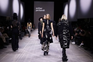 BERLIN, GERMANY - MARCH 15: Models walk the runway at the Esther Perbandt show during the Mercedes-Benz Fashion Week Berlin March 2022 at Kraftwerk Mitte on March 15, 2022 in Berlin, Germany. (Photo by Sebastian Reuter/Getty Images for Nowadays )
