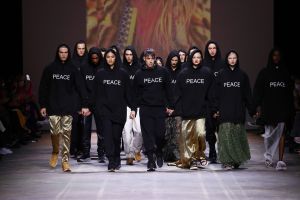 BERLIN, GERMANY - MARCH 15: Designer Kilian Kerner and models walk the runway at the Kilian Kerner show during the Mercedes-Benz Fashion Week Berlin March 2022 at Kraftwerk Mitte on March 15, 2022 in Berlin, Germany. (Photo by Sebastian Reuter/Getty Images for Nowadays )