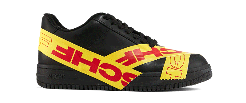 MSCHF’s latest sneaker, the Tap3, riffs on Nike’s Air Force 1, but strategically places tape over any spot where a logo might traditionally show up.