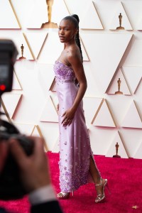 Demi Singleton in Miu Miu at the 94th Academy Awards held at Dolby Theatre at the Hollywood & Highland Center on March 27th, 2022 in Los Angeles, California.