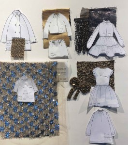 “This collection is about being cheerful, jubilant, upbeat and celebrating different occasions. Dancing with friends at a club or dinner. (Fringes, embellishments, multicolored sequins. Fabrics used: duchesse satin, leather and lots of lame.) " — Ece Ege, designer, co-founder