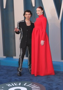 Joe Jonas and Sophie Turner at the Vanity Fair Oscar Party held at the Wallis Annenberg Center for the Performing Arts on March 27th, 2022 in Beverly Hills, California.