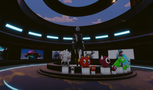 Inside Philipp Plein's M.o.N.A., or Museum of NFT Art venue in Decentraland.