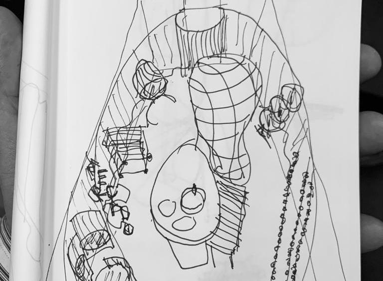 A sketch by Stephen Burks of the new Armando Cabral Mercado.