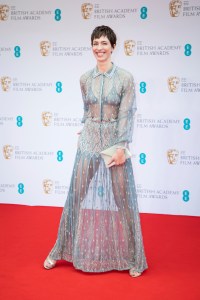 Rebecca Hall poses for photographers upon arrival at the 75th British Academy Film Awards, BAFTA's, in London Sunday, March 13, 2022. (Photo by Vianney Le Caer/Invision/AP)