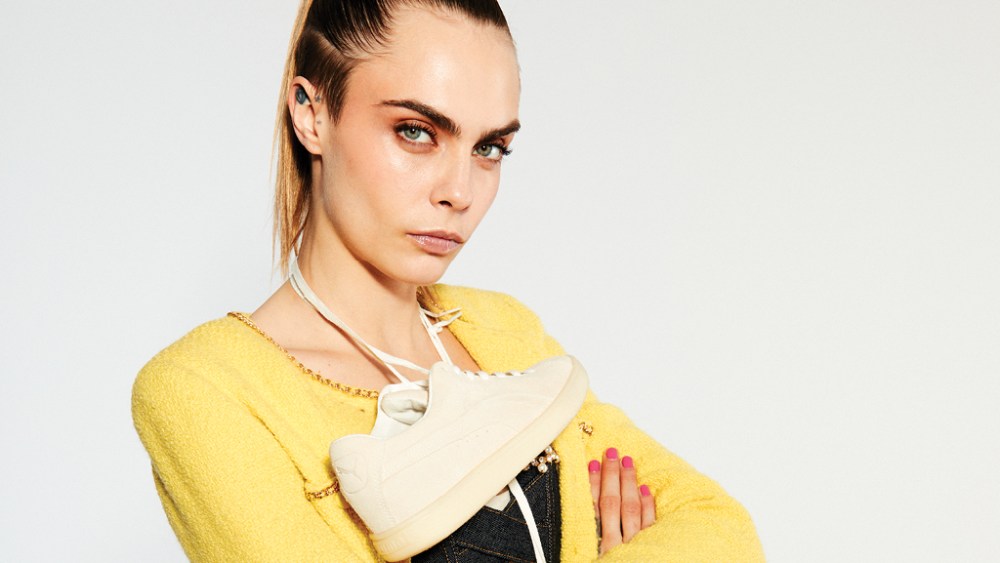 cara delevingne, cara delevingne puma, cara delevingne model, cara delevingne fashion, cara delevingne acting, puma, puma exhale, cara delevingne photo shoot, fashion shoot, cover shoot, cara delevingne fn photo shoot, cara delevingne fn, sustainable fashion, upcycled fashion, vintage fashion, nicole mclaughlin designer, athletic photo shoot, fashion, sneakers, puma re:suede, puma sneakers