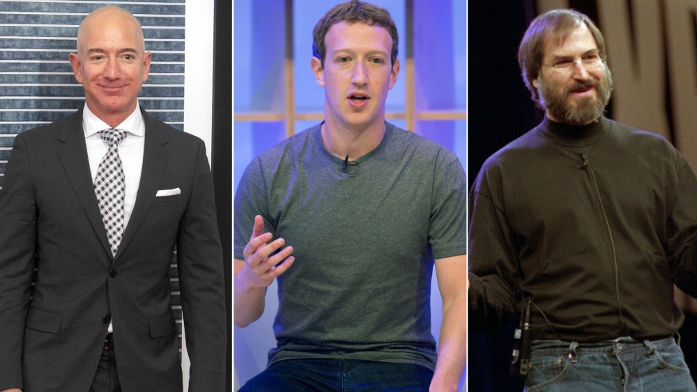 Jeff Bezos, Mark Zuckerberg, Steve Jobs