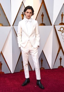 Timothee Chalamet arrives at the Oscars on Sunday, March 4, 2018, at the Dolby Theatre in Los Angeles. (Photo by Jordan Strauss/Invision/AP)