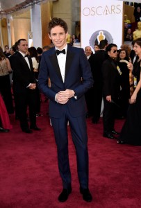 Eddie Redmayne arrives at the Oscars on Sunday, Feb. 22, 2015, at the Dolby Theatre in Los Angeles. (Photo by Chris Pizzello/Invision/AP)