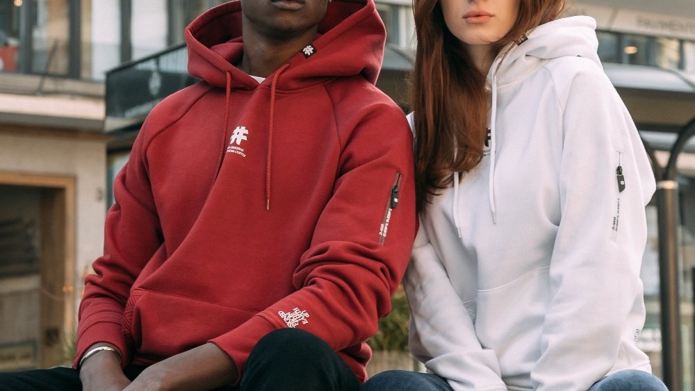 The hoodie is made from a blend of coffee grounds, RPET and viscose.