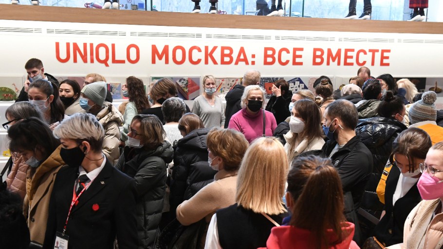 As Levi's suspends its commercial operations in Russia, it's business as usual for Uniqlo owner Fast Retailing.