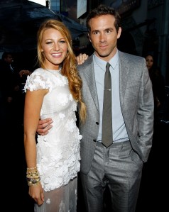 Cast members Ryan Reynolds, right, and Blake Lively pose together at the premiere of "Green Lantern" in Los Angeles, Wednesday, June 15, 2011. The film will be released June 17.  (AP Photo/Matt Sayles)