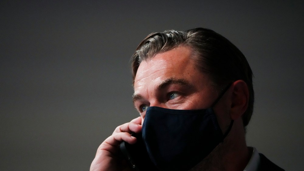 American actor and film producer Leonardo DiCaprio attends an event about the Global Methane Pledge at COP26 in Glasgow, Scotland on Tuesday, Nov. 2, 2021. (Sean Kilpatrick/The Canadian Press via AP)