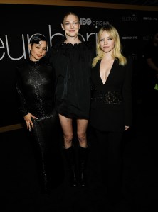 Hunter Schafer, Alexa Demie and Sydney Sweeney at the 'Euphoria' Los Angeles FYC Event held at the Academy Museum on April 20th, 2022 in Los Angeles, California.