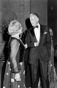 Estee Lauder and Hubert de Givenchy attend a party at the Metropolitan Museum of Art Costume Institute "Glory of Russian Costume," exhibition and gala on December 6, 1976.