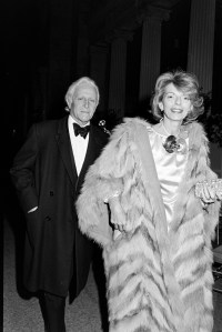 Grace Mirabella and William G. Cahan attend the Metropolitan Museum Costume Institute "Vanity Fair: A Treasure Trove" exhibition and gala in New York City on December 12, 1977.