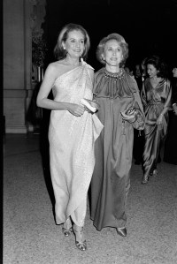 Barbara Walters (L) and Estee Lauder attend the Metropolitan Museum Costume Institute "Vanity Fair: A Treasure Trove" exhibition and gala in New York City on December 12, 1977.