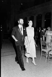 Gianni Versace and guest attend the Metropolitan Museum Costume Institute "Vanity Fair: A Treasure Trove" exhibition and gala in New York City on December 12, 1977.