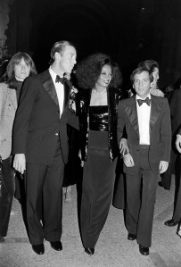 Halson, Diana Ross and Steve Rubell attend the Metropolitan Museum of Art Costume Institute "Diaghilev: Costumes and Designs of the Ballet Russes" exhibition and gala on November 20, 1978.