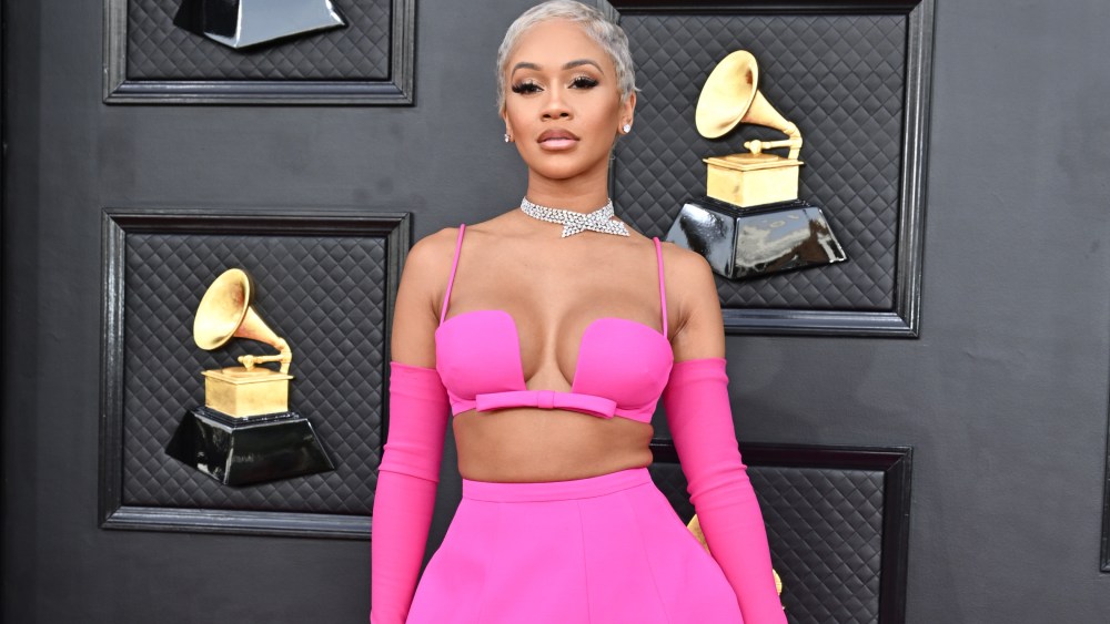 Saweetie at the 64th Annual Grammy Awards held at the MGM Grand Garden Arena on April 3rd, 2022 in Las Vegas, Nevada.