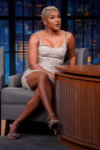 LATE NIGHT WITH SETH MEYERS -- Episode 1280 -- Pictured: Actress Tiffany Haddish during an interview  on April 21, 2021 -- (Photo by: Lloyd Bishop/NBC)