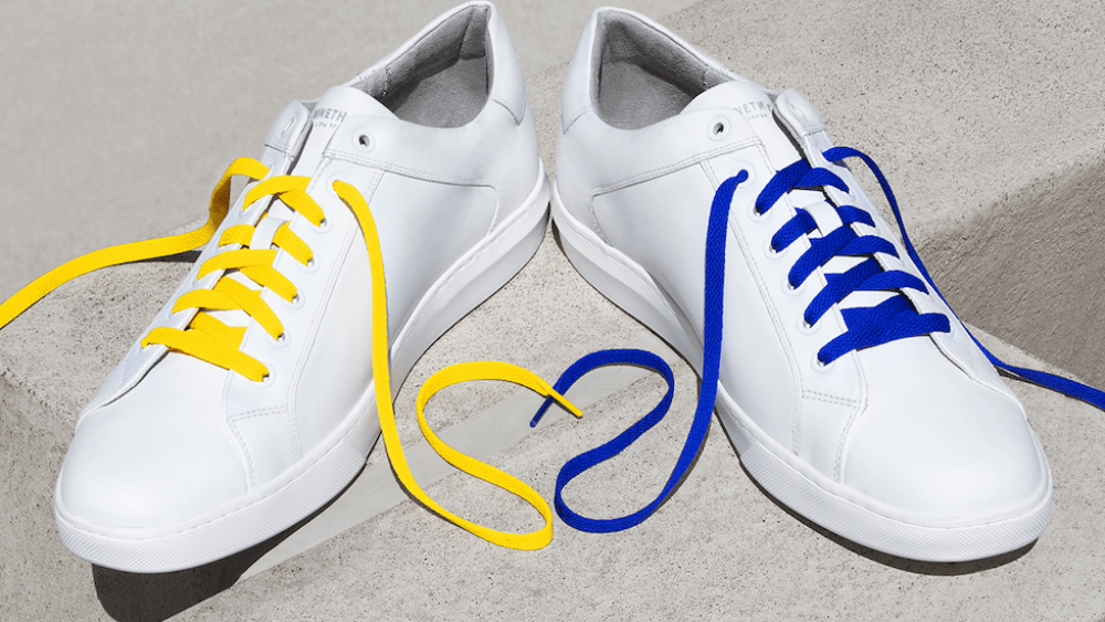Blue and yellow laces.