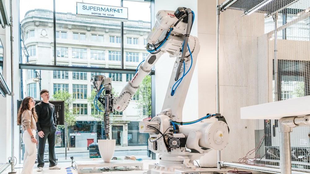 A robot arm inside Selfridges' Supermarket at The Corner Shop.