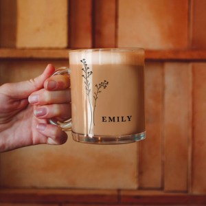 AlunaDesignCo Customizable Glass Wildflower Mug