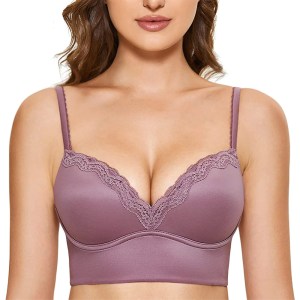 Dobreva Wireless Padded Support Lace Longline No Underwire Bra