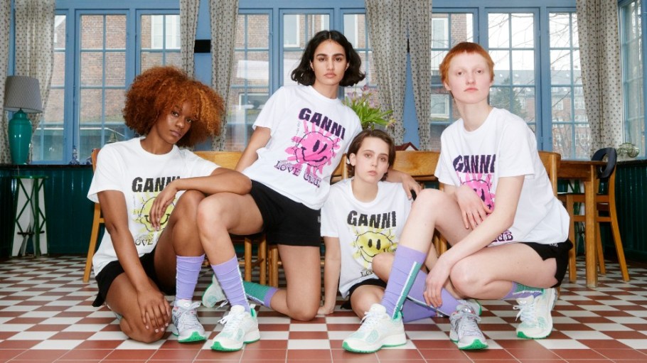 The Ganni x New Balance 2002R sneaker collection.