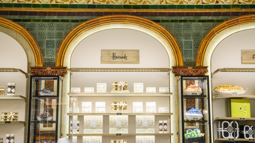 Interior detail of the Harrods Chocolate Hall, which was reopened a year ago after renovation.
