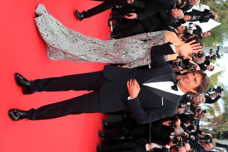 Tom Cruise attends the screening of "Top Gun: Maverick" during the 75th annual Cannes film festival at Palais des Festivals on May 18, 2022 in Cannes, France. (Sipa via AP Images)
