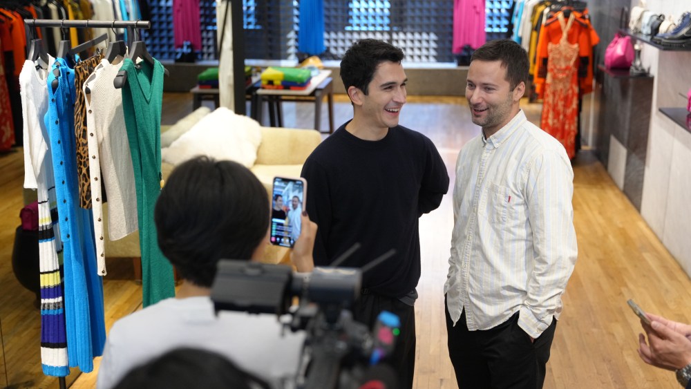 Lazaro Hernandez and Jack McCollough during their debut livestream on Alibaba's Tmall digital platform.