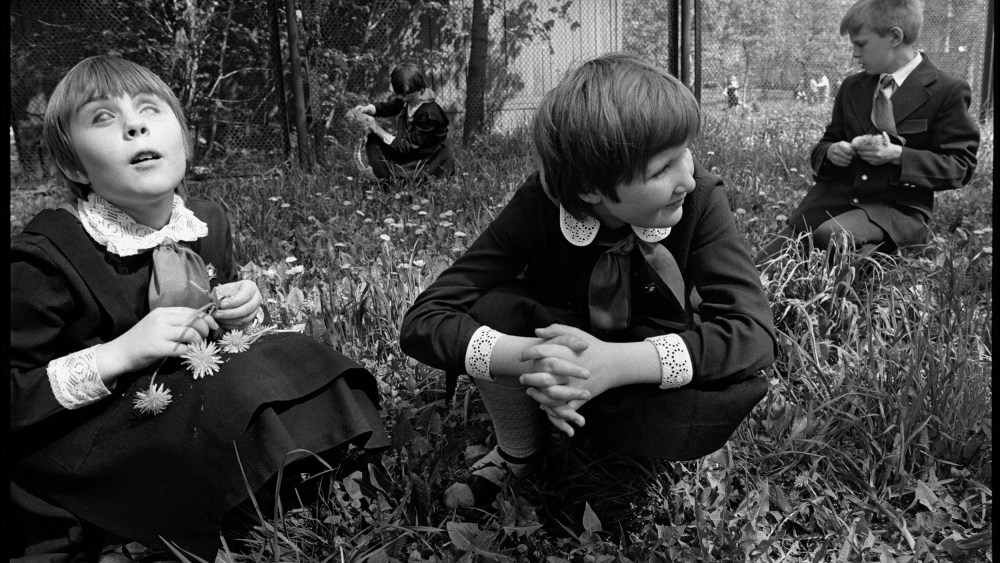 Children Picking Flowers at the Special School for Blind Children No. 5, Kyiv, Ukraine, USSR, 1987.