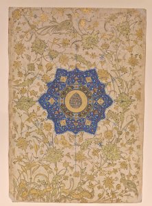 Illuminated Shamsa and Floral Decoration with Impression of the Seal of Emperor Awrangzib 10701660, mid 16th–16th century.