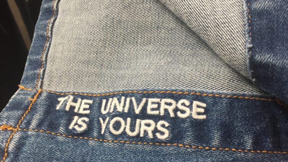 Embroidered blue jeans