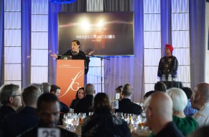 Rebecca Moses speaks onstage during Fashion Group International Rising Star Awards 2022.