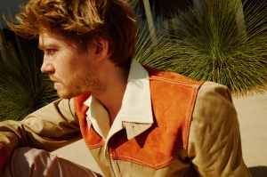 Wales Bonner’s cotton and suede jacket and cotton, linen and silk shirt; Gabriela Hearst’s linen pants. Loewe sandals; David Yurman Ring.