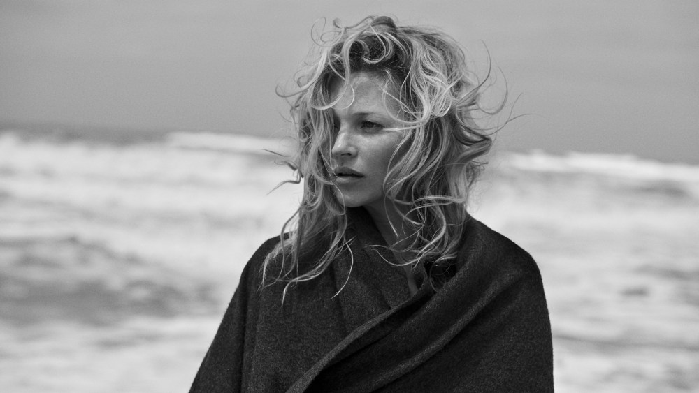 Kate Moss in a campaign for Naked Cashmere, shot by Peter Lindbergh.