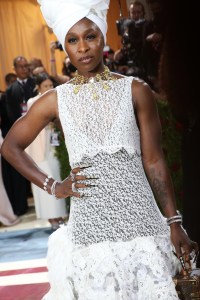 Cynthia Erivo wore a necklace, bracelets and rings by Roberto Coin
