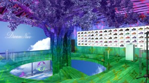 A rendering of the Louis Vuitton exhibition supporting the Louis Vuitton x Nike project.