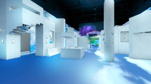 A rendering of the Louis Vuitton exhibition supporting the Louis Vuitton x Nike project.