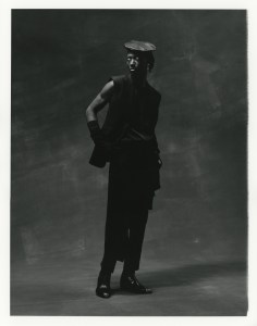 Alexander McQueen’s wool jacket and trousers and cotton top. Alexander McQueen boots; Valentino gloves; Eugenia Kim hat; Alexis Bittar bracelets. ESTABLISHED Bottle Opener Ring.