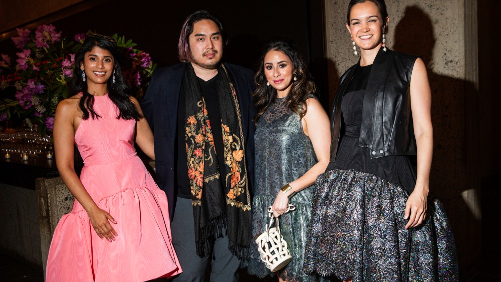 Anita Saggurti, Sophia Michelen and Mercedes de Guardiola, all wearing Bach Mai, with the designer.