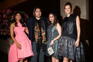 Anita Saggurti, Sophia Michelen and Mercedes de Guardiola, all wearing Bach Mai, with the designer.