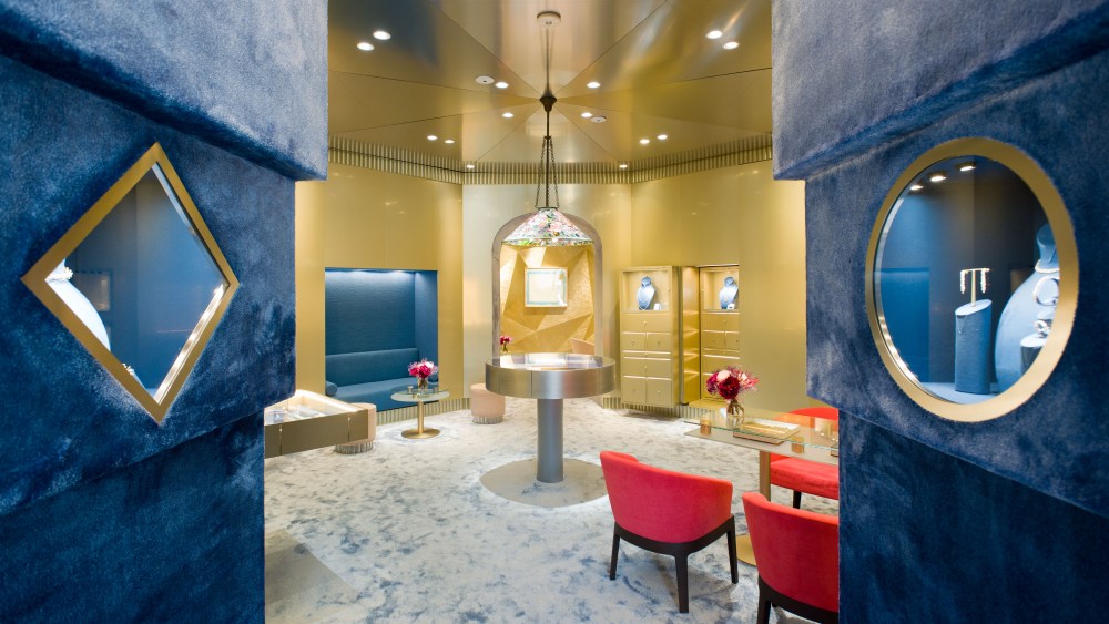 One of the round rooms at the Tiffany pop-up on Avenue Montaigne in Paris.