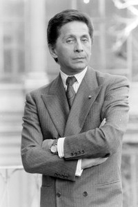 Valentino Garavani photographed during a photo shoot for his Spring 1986 Couture collection advance in Rome.