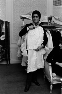 Valentino Garavani presents couture looks from his spring 1968 "White Collection" at the St. Regis hotel in New York.