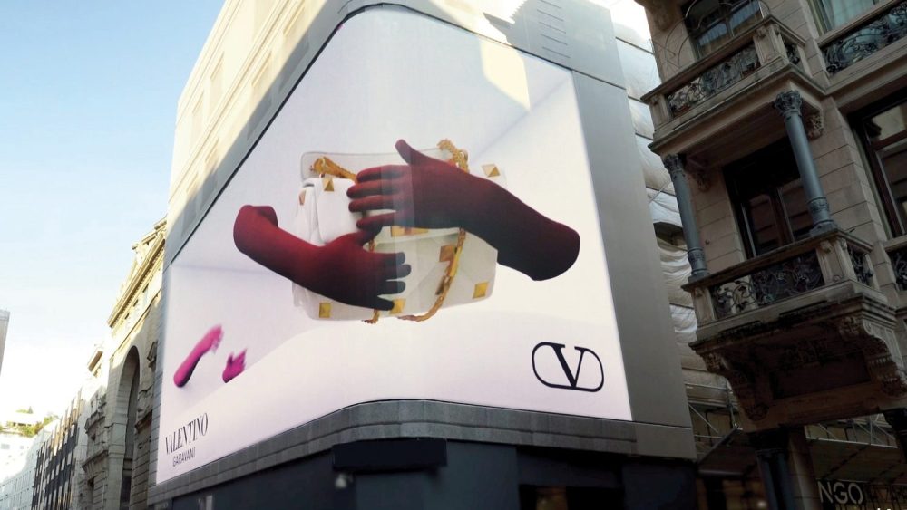 The Valentino billboard in Milan.